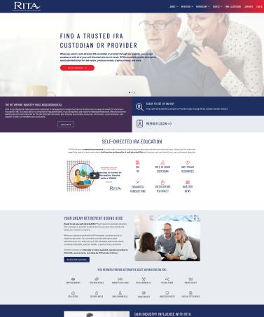 Website for the Retirement Industry Trust Association (RITA), built by John Laluma