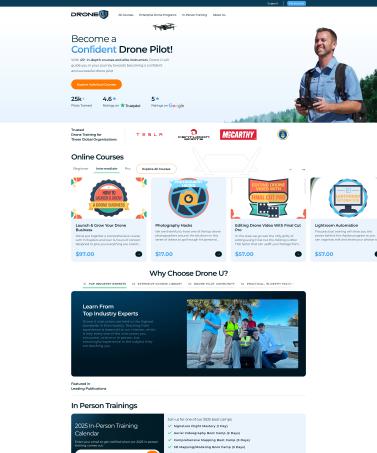 Website for Drone U, built by John Laluma